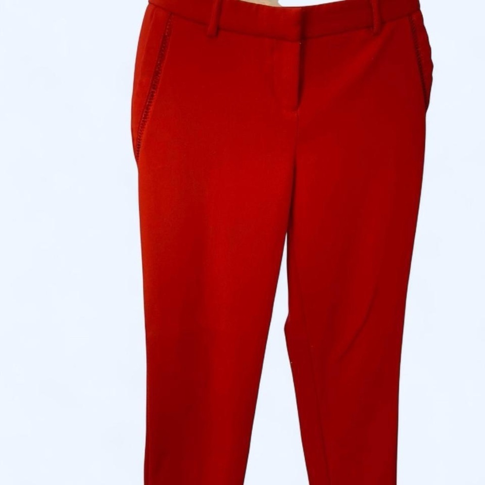 Adrienne Vittadini Vibrant Redish Orange Women's Trousers with pocket detail S